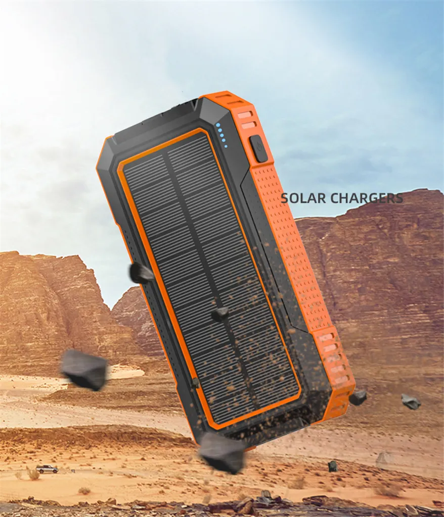 SiGN Solcell Powerbank med Trådlös Laddning, 20000mAh - Orange - 6