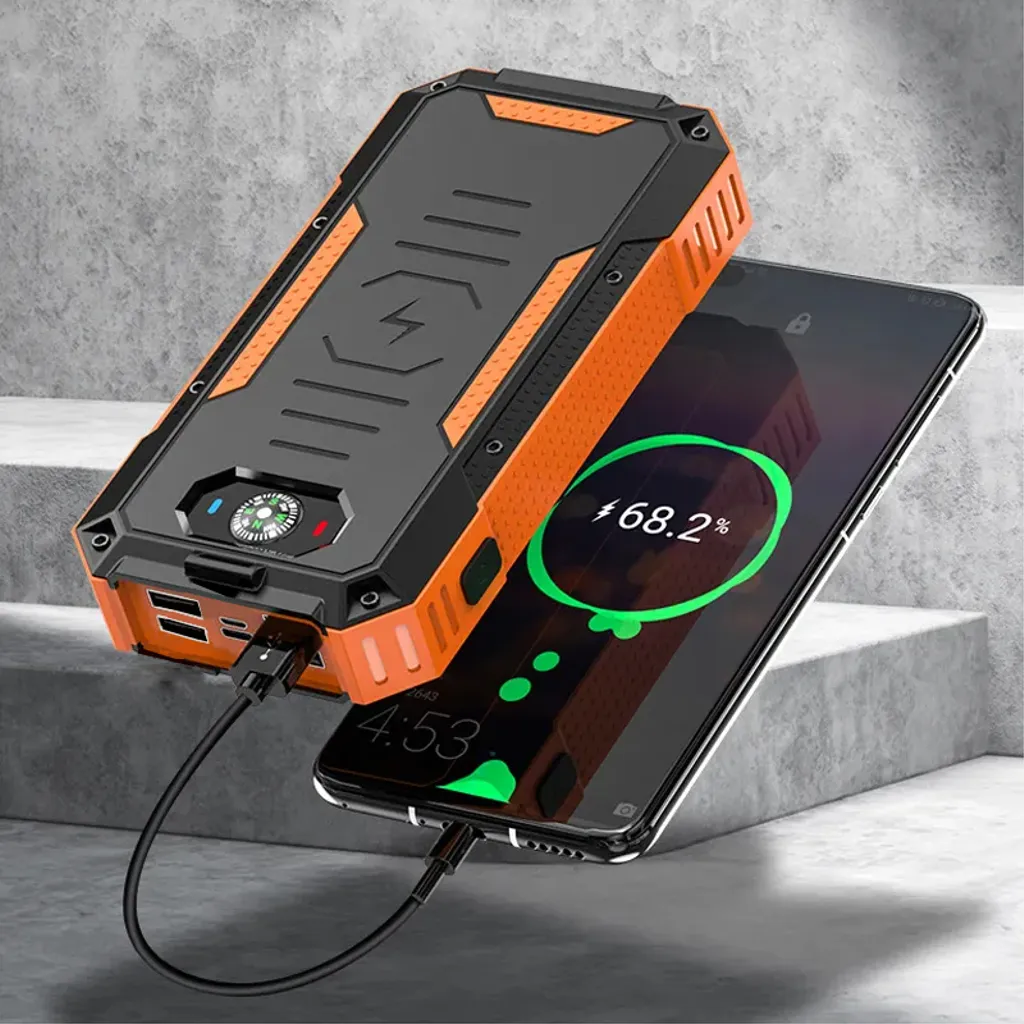 SiGN Solcell Powerbank med Trådlös Laddning, 20000mAh - Orange - 2