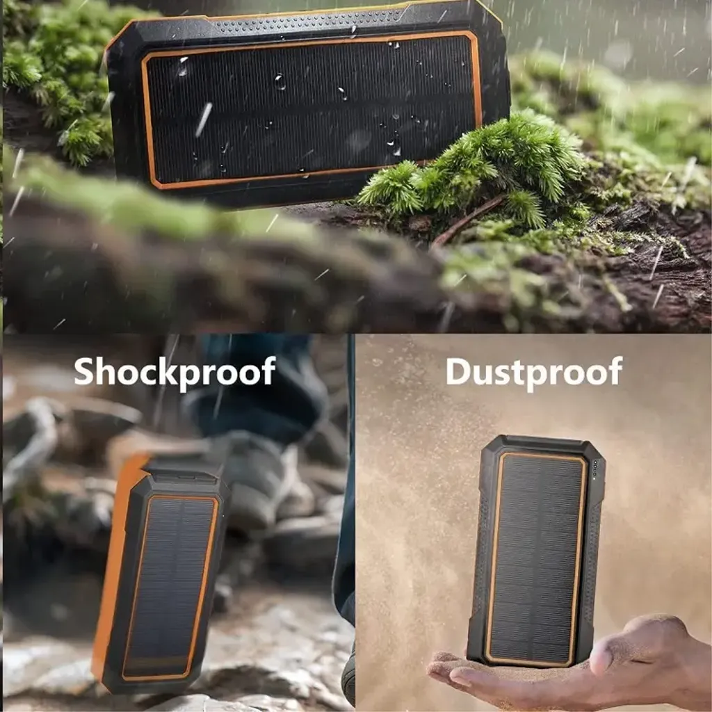 SiGN Solcell Powerbank med Trådlös Laddning, 20000mAh - Orange - 7