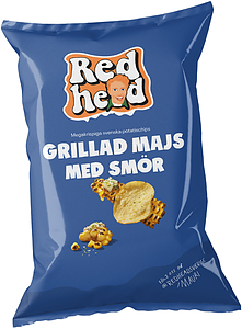 Redhead Grillad Majs med Smör Chips 150g 12st