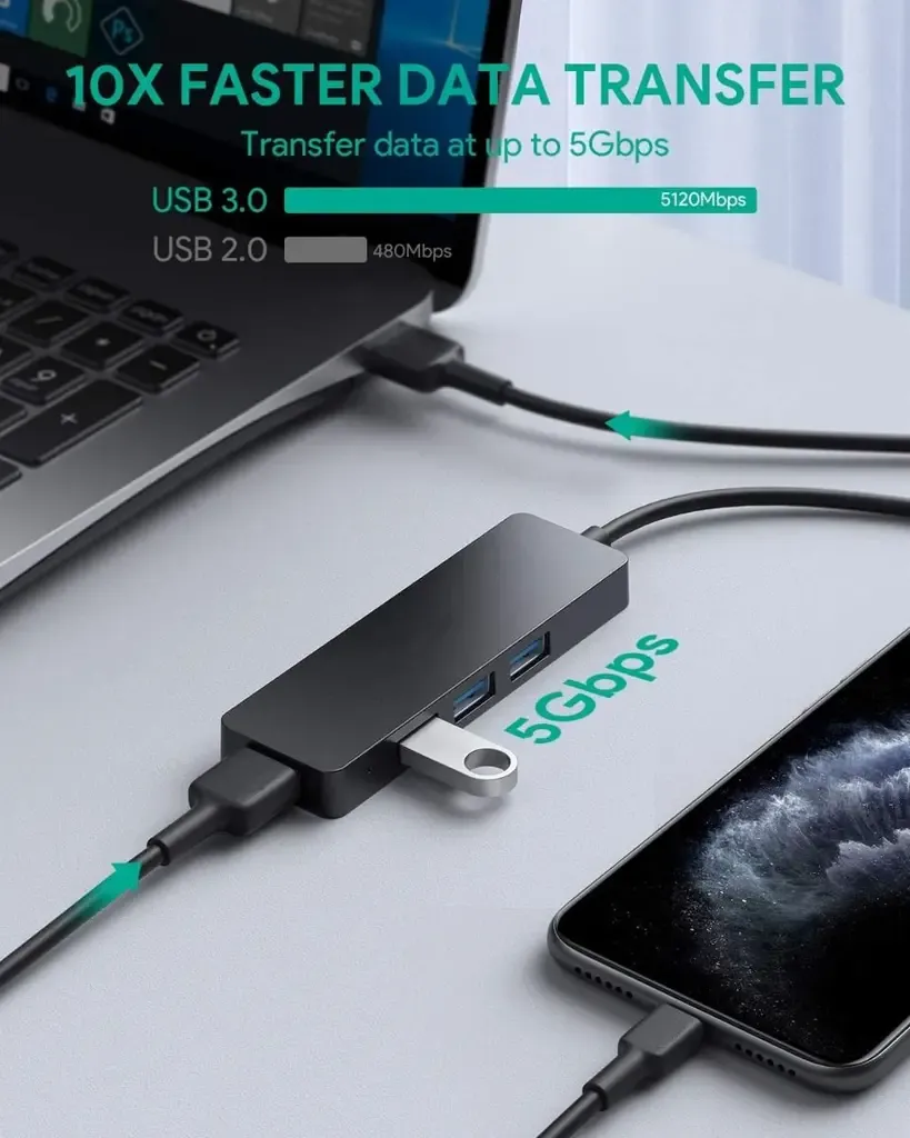 SiGN USB-A Hubb, 4xUSB-A 3.0 - Svart - 3