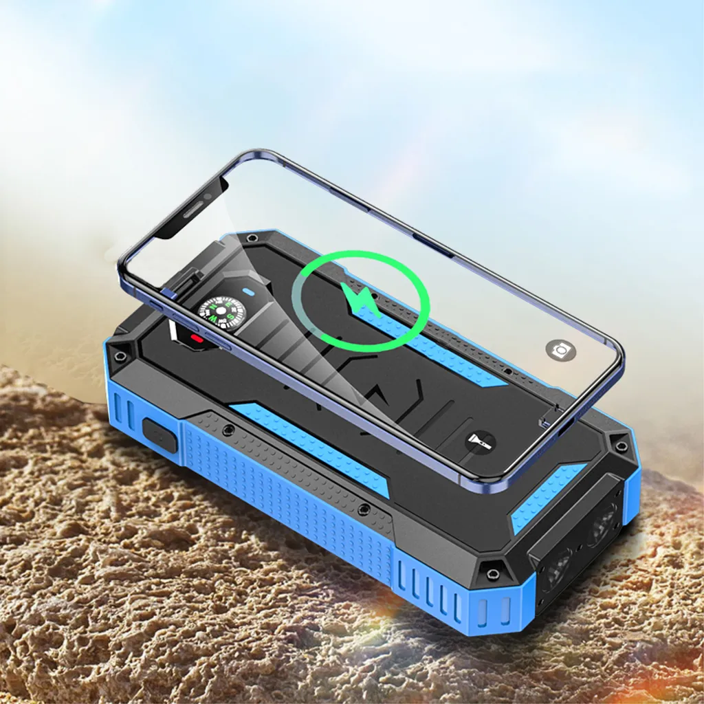 SiGN Solcell Powerbank med Trådlös Laddning, 20000mAh - Blå - 3