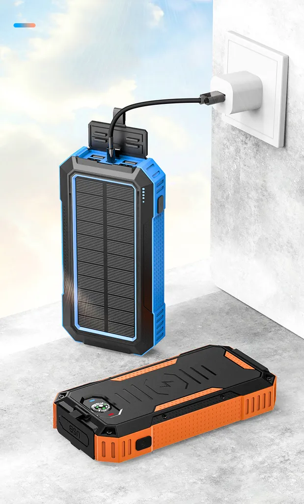 SiGN Solcell Powerbank med Trådlös Laddning, 20000mAh - Blå - 6