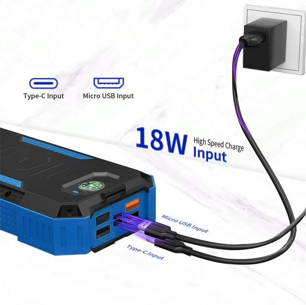 SiGN Solcell Powerbank med Trådlös Laddning, 20000mAh - Blå - 7