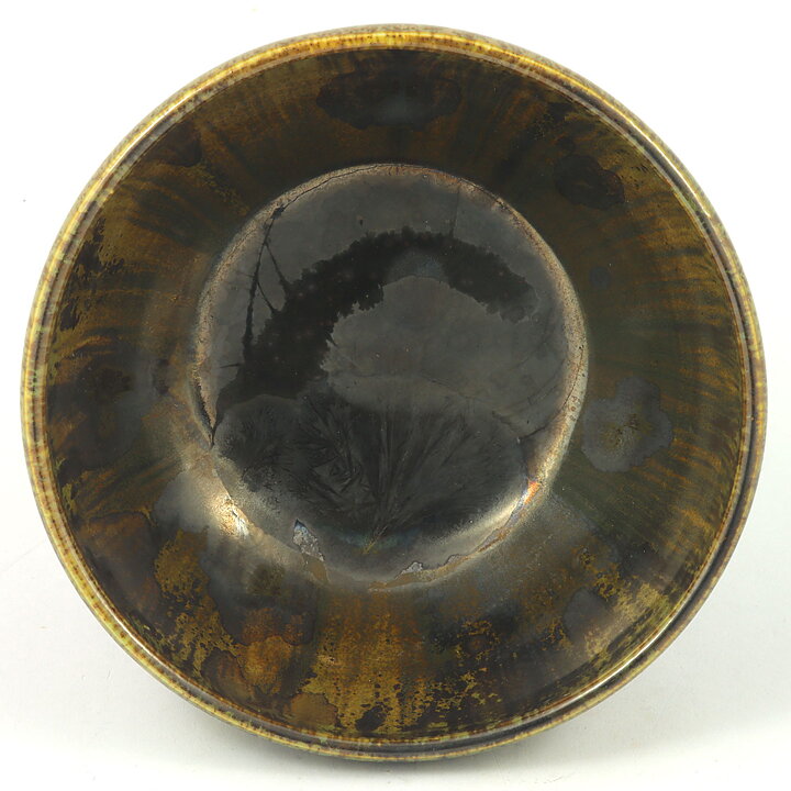 Isak Isaksson (2000s) Unique Chawan Bowl with Brown/Green Glaze 12 cm #38