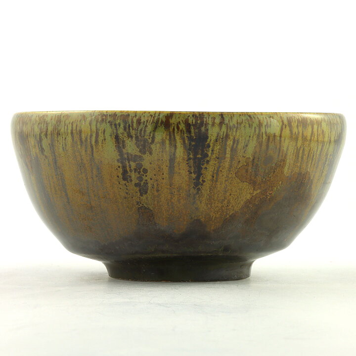 Isak Isaksson (2000s) Unique Chawan Bowl with Brown/Green Glaze 12 cm #38
