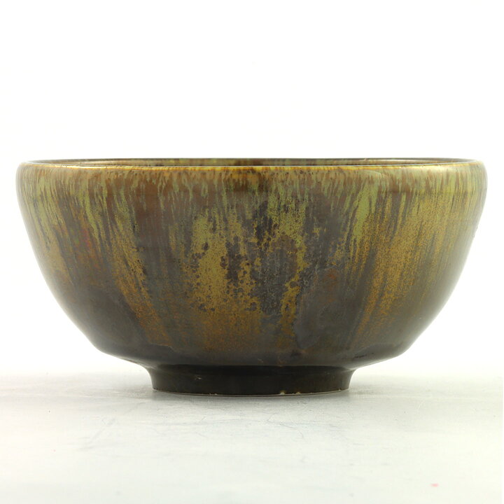 Isak Isaksson (2000s) Unique Chawan Bowl with Brown/Green Glaze 12 cm #38