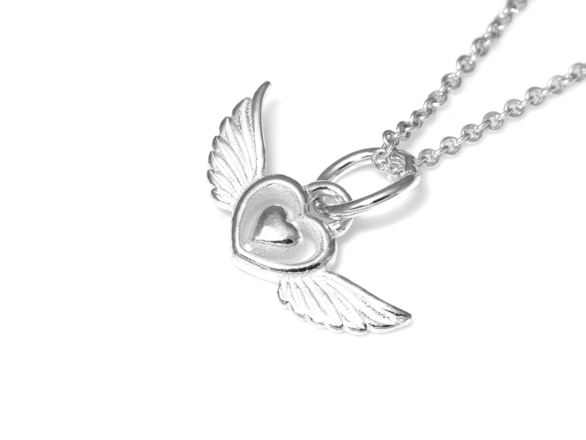 Litet Hjärta med Vingar Halsband i Äkta 925 Silver, Hjärtan Hänge, Kärlek Smycke - 3
