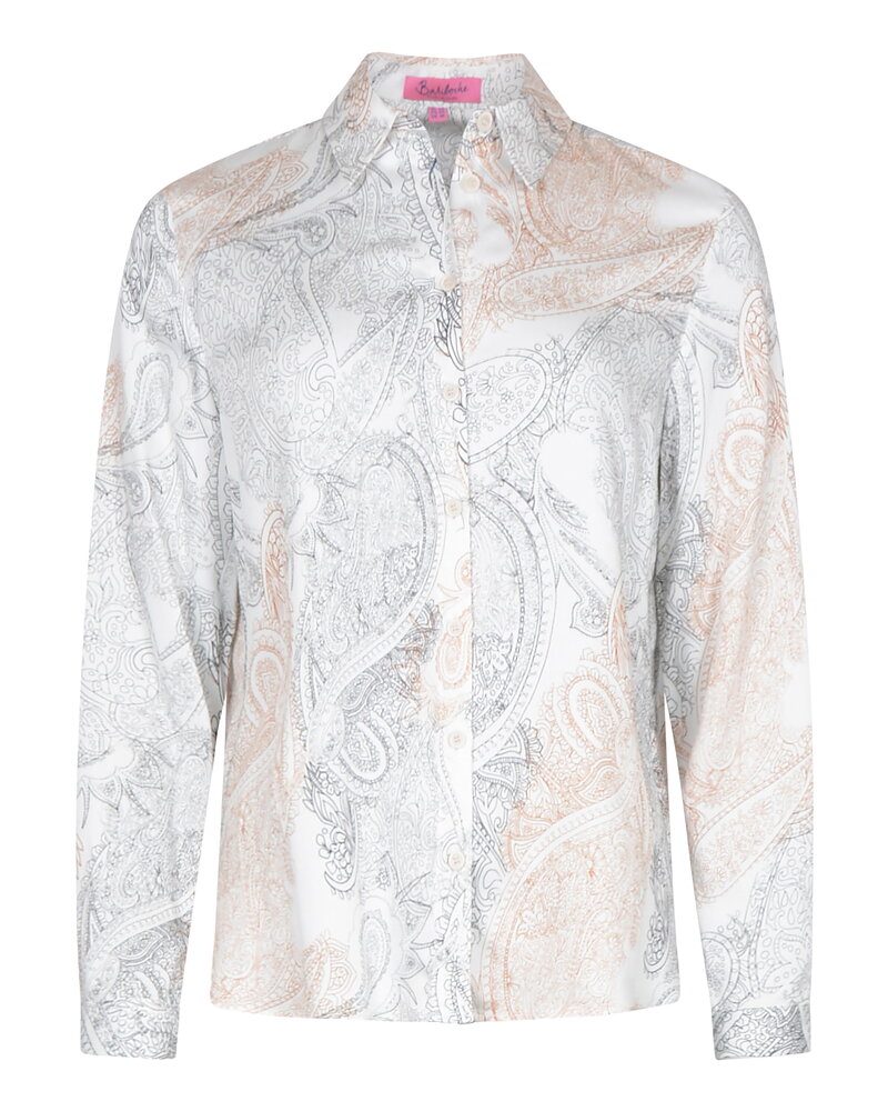 Skjortblus Caura offwhite/svart/beige