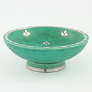 Wilhelm Kåge (Argenta 1959) Green Bowl with Silver Flower Decor 10 cm