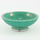 Wilhelm Kåge (Argenta 1959) Green Bowl with Silver Flower Decor 10 cm