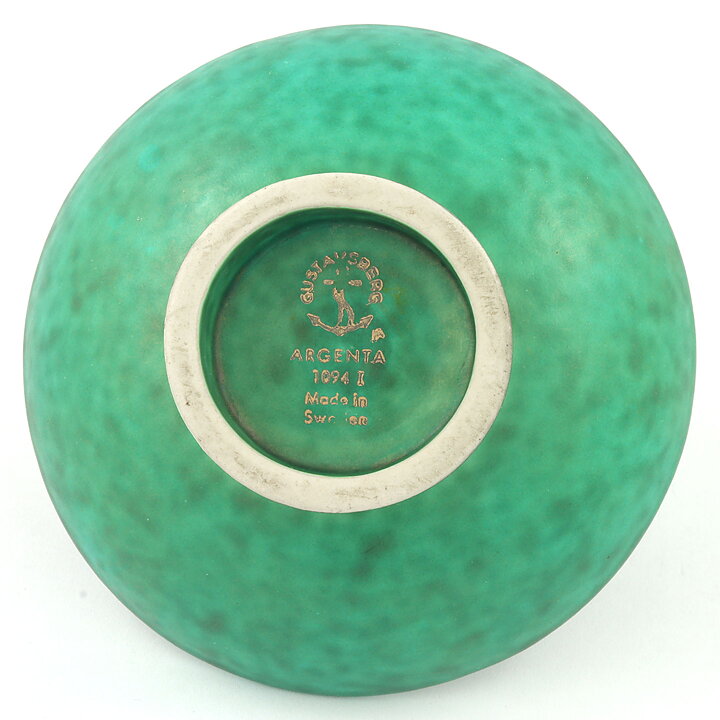 ヴィルヘルム・コーゲ　Argentaシリーズ エメラルドグリーン色のボウル  Bowl (10cm)  1959年 (2)