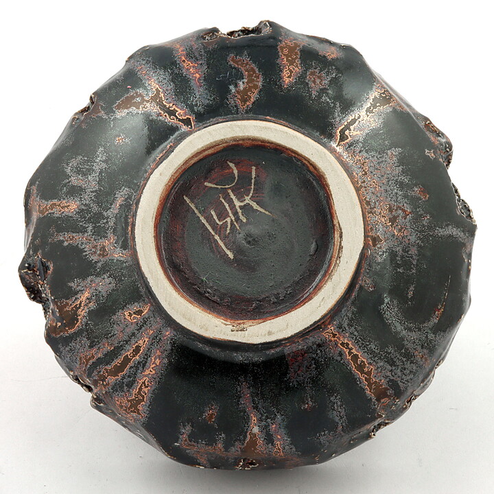 Isak Isaksson (2000s) Unique Chawan Bowl with Black/Brown Glaze 12 cm #40
