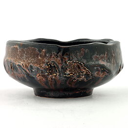 Isak Isaksson (2000s) Unique Chawan Bowl with Black/Brown Glaze 12 cm #40