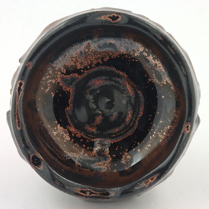Isak Isaksson (2000s) Unique Chawan Bowl with Black/Brown Glaze 12 cm #40