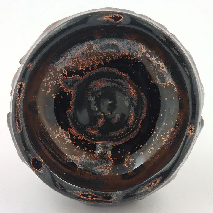 イサク・イサクソン  一点もの  黒/茶色のボウル  茶碗  (12cm)  2000年代  #40