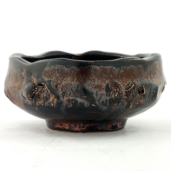 Isak Isaksson (2000s) Unique Chawan Bowl with Black/Brown Glaze 12 cm #40