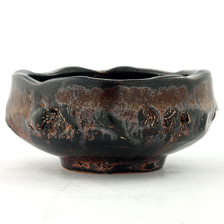 Isak Isaksson (2000s) Unique Chawan Bowl with Black/Brown Glaze 12 cm #40