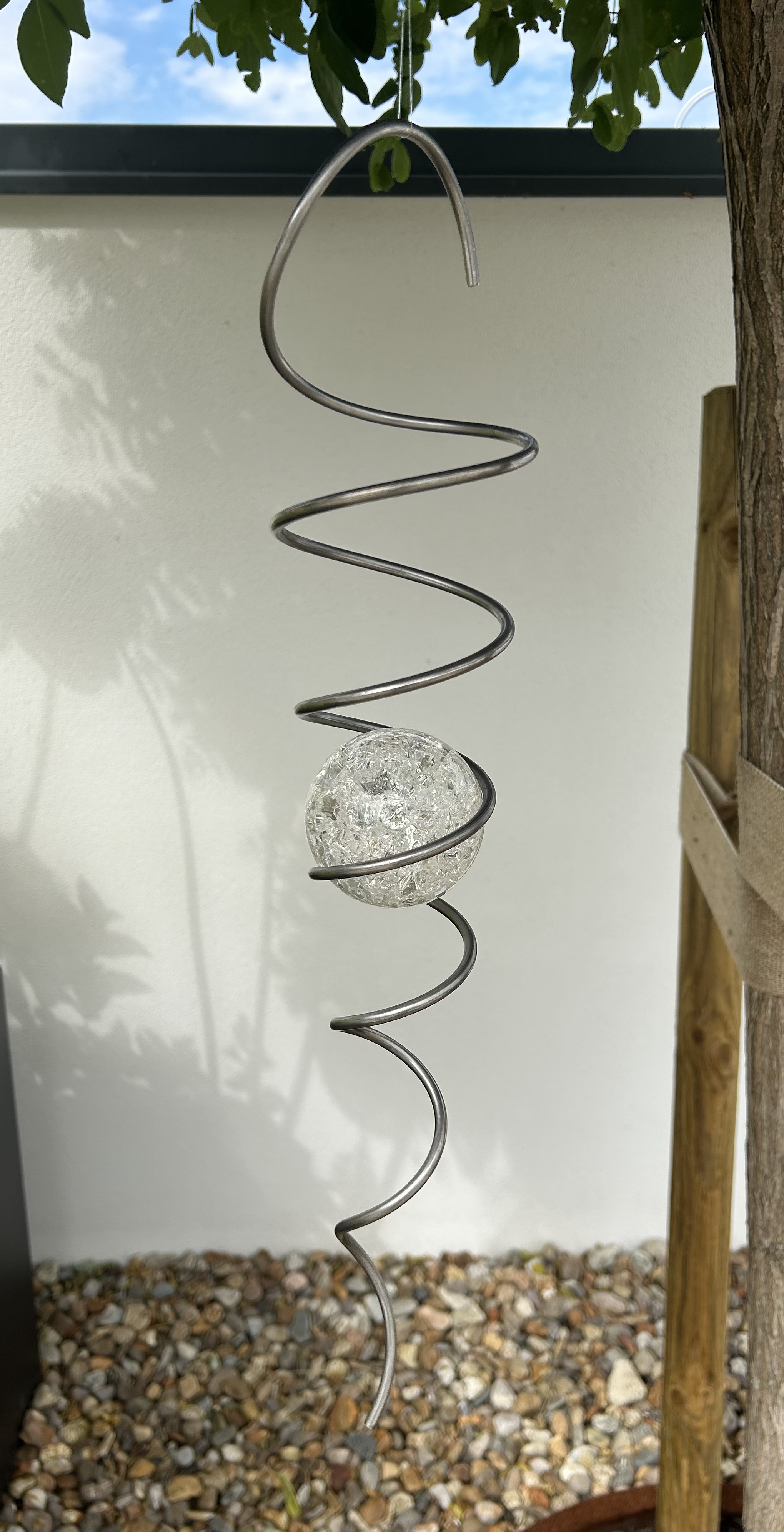 Spiral 50 cm med klar krackelerad kula 70mm