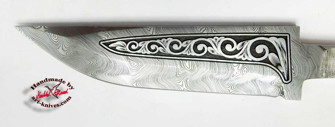 Knife blade 88 Engraved Damasteel twist - 2