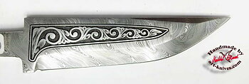 Knife blade 88 Engraved Damasteel twist