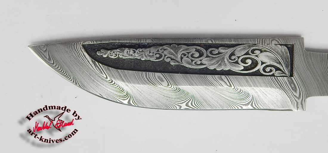 Knife blade 86 Engraved Damasteel twist - 2