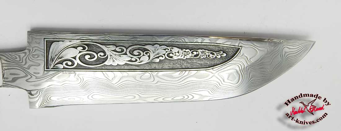 Knivblad 90 Graverat Damasteel vinland