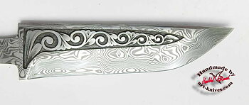Knife blade 87 Engraved Damasteel vinland