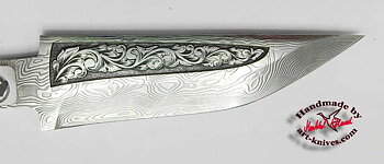 Knife blade 85 Engraved Damasteel vinland
