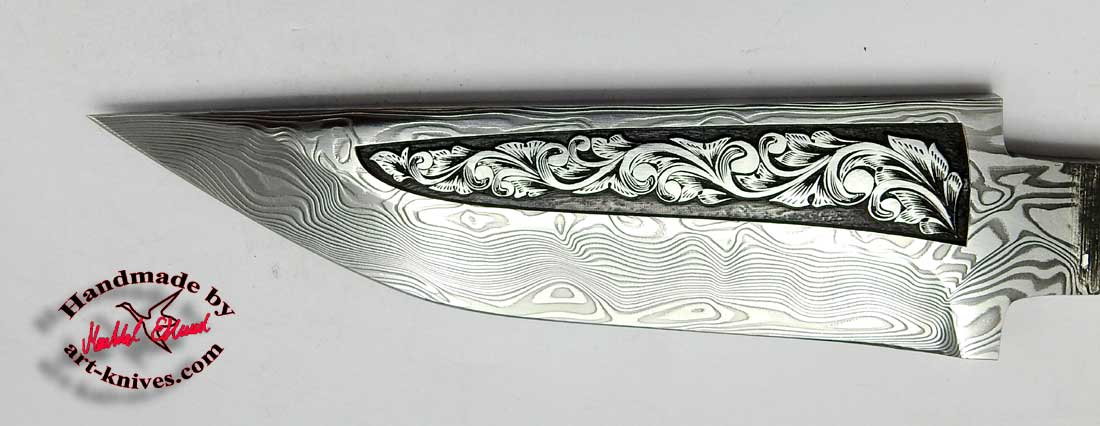 Knife blade 85 Engraved Damasteel vinland - 2