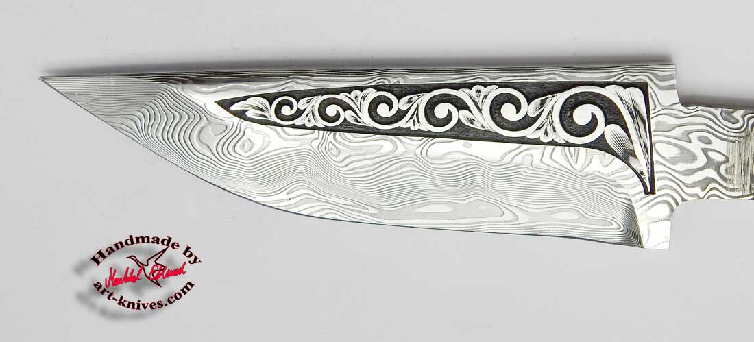 Knife blade 84 Engraved Damasteel vinland - 2