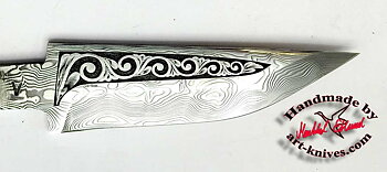 Knife blade 84 Engraved Damasteel vinland