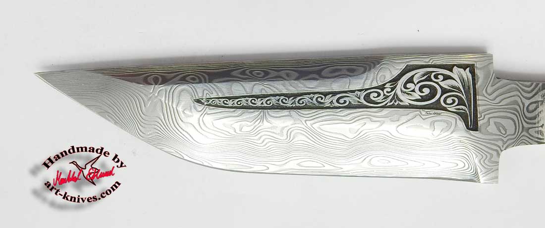 Knivblad 83 Graverat Damasteel vinland - 2