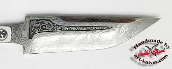 Knife blade 83 Engraved Damasteel vinland