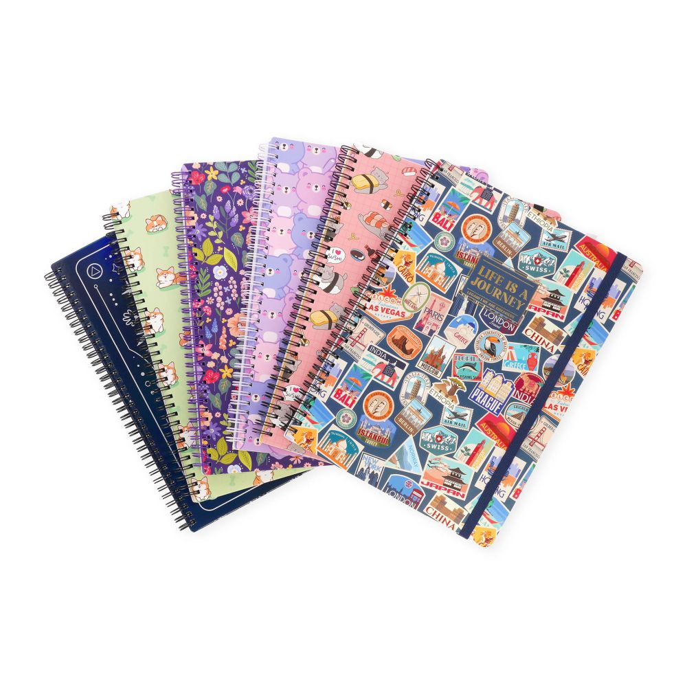 Spiralblock, Linjerat Maxi,  Travel stickers (A4NOTS0059) - 8