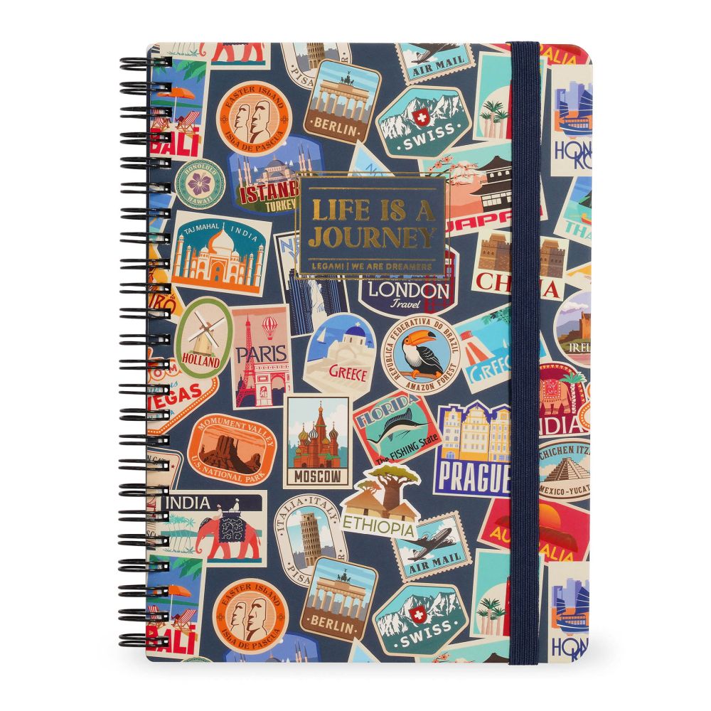Spiralblock, Linjerat Maxi,  Travel stickers (A4NOTS0059)