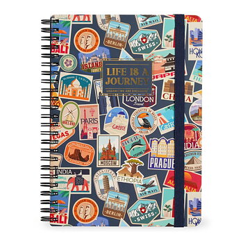 Spiralblock, Linjerat Maxi,  Travel stickers (A4NOTS0059)