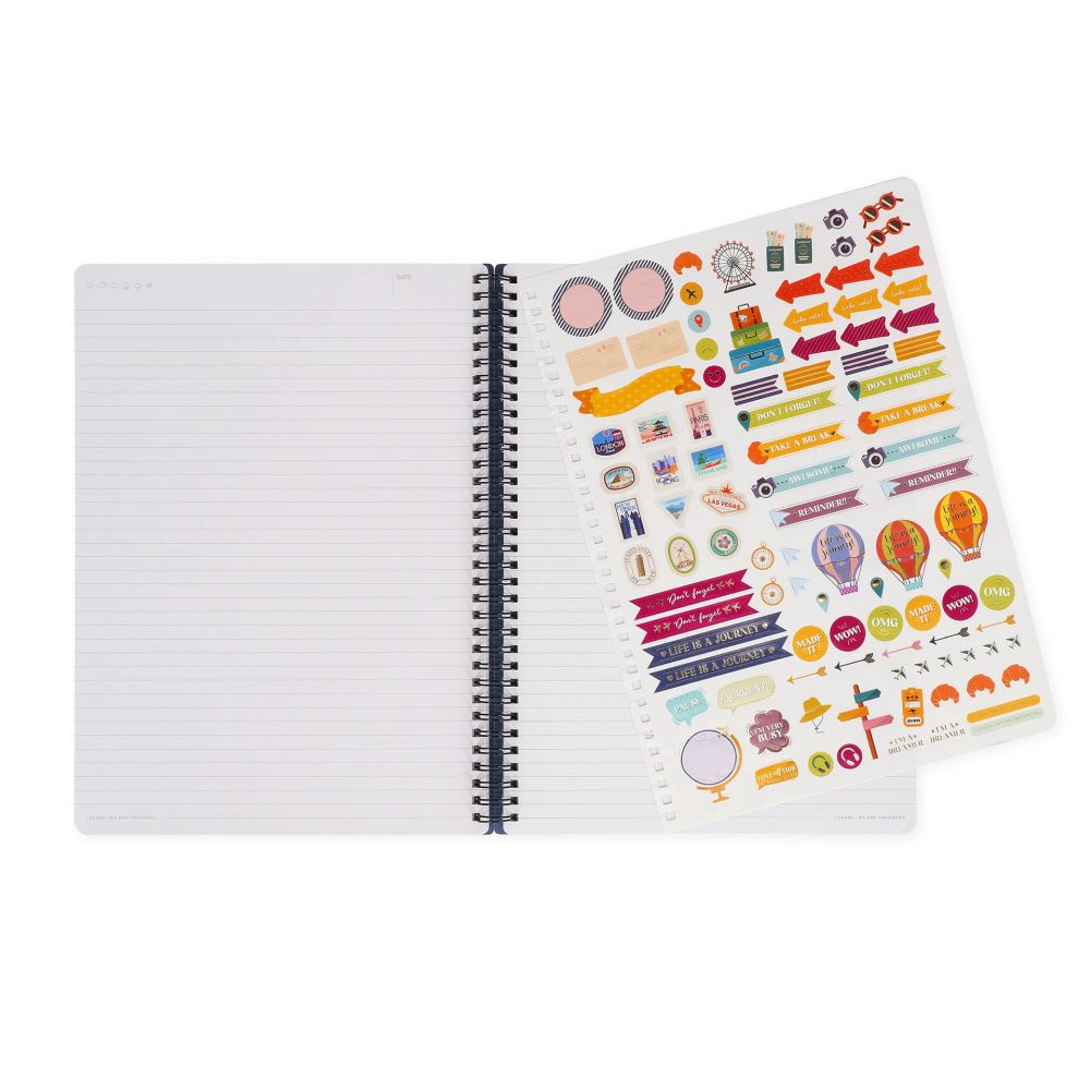 Spiralblock, Linjerat Maxi,  Travel stickers (A4NOTS0059) - 6