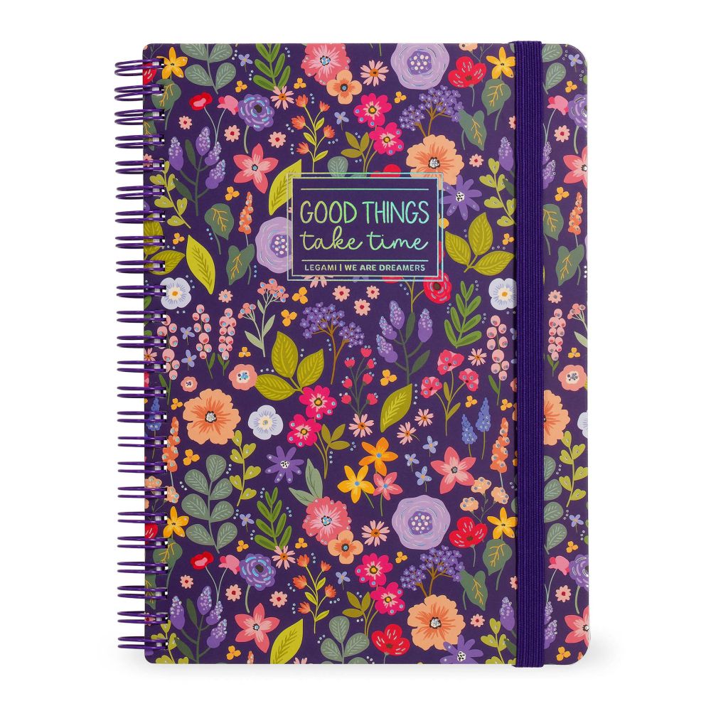Spiralblock, Linjerat Maxi,  Flowers (A4NOTS0060)