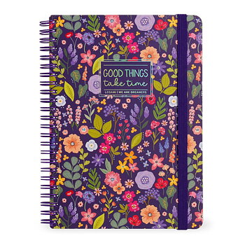 Spiralblock, Linjerat Maxi,  Flowers (A4NOTS0060)