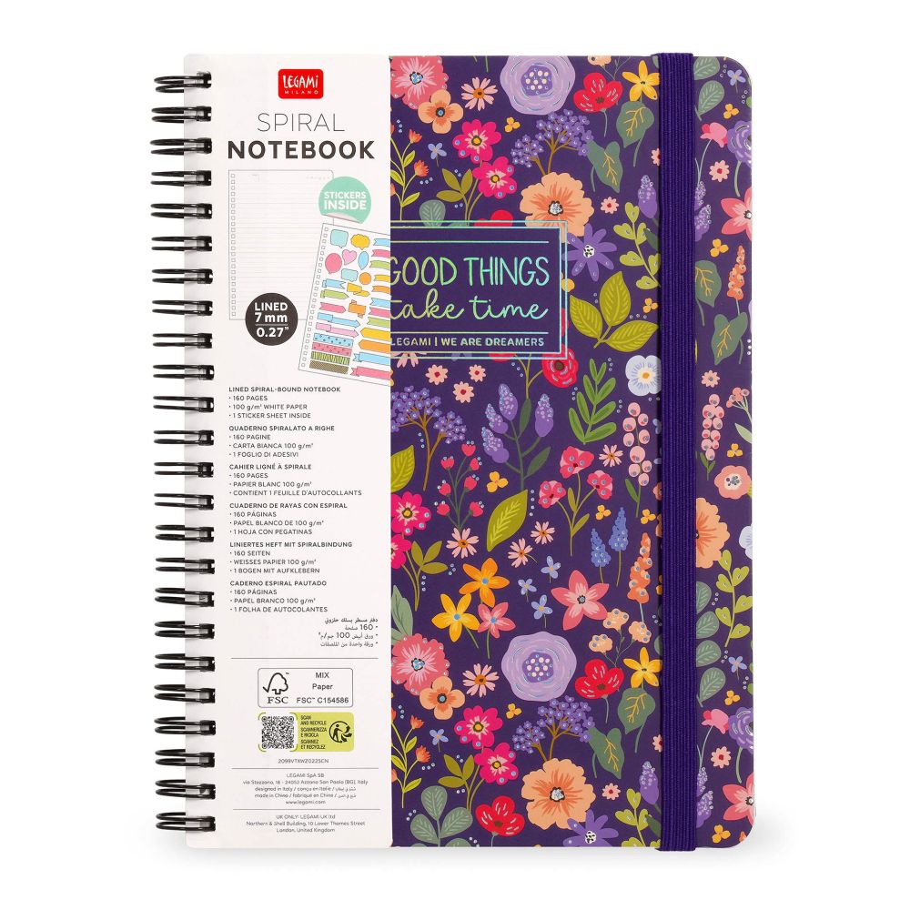 Spiralblock, Linjerat Maxi,  Flowers (A4NOTS0060) - 7
