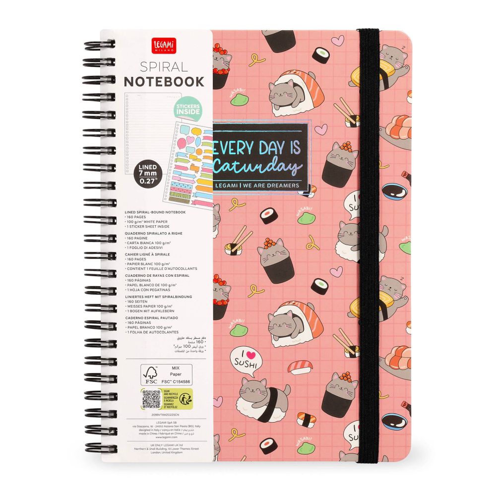 Spiralblock, Linjerat Maxi,  Sushi Cat (A4NOTS0063) - 7