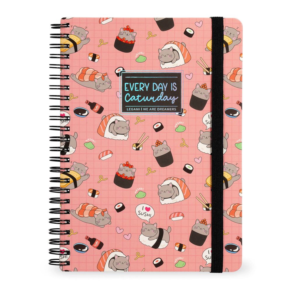 Spiralblock, Linjerat Maxi,  Sushi Cat (A4NOTS0063)
