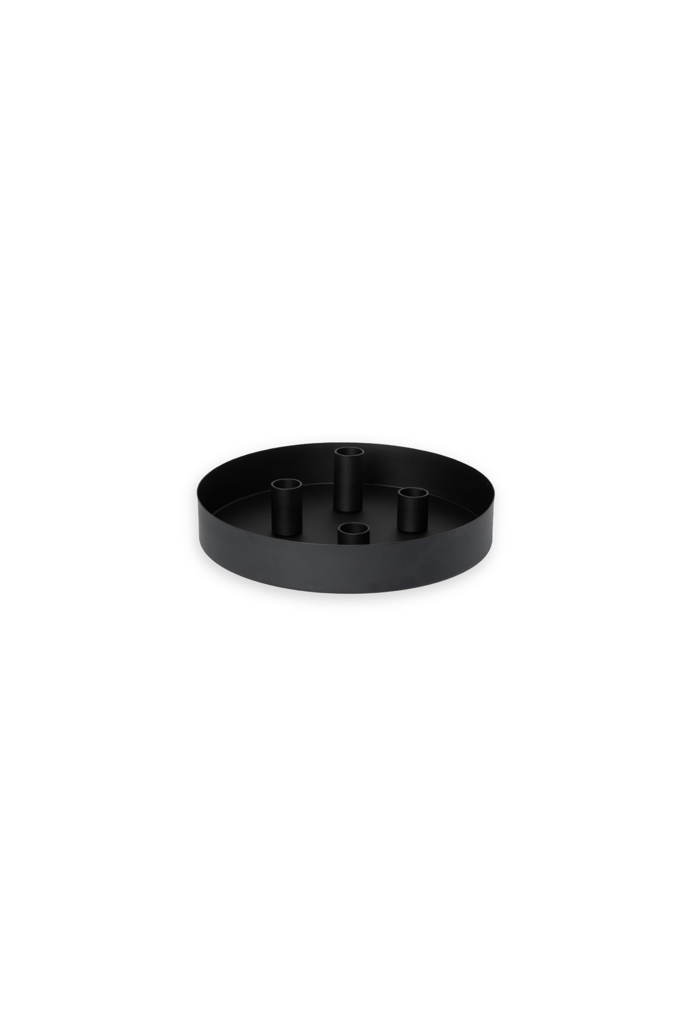 Sund - Small black round candle holder with magnetic candle holders - 24 x 24 x 4 cm - 4