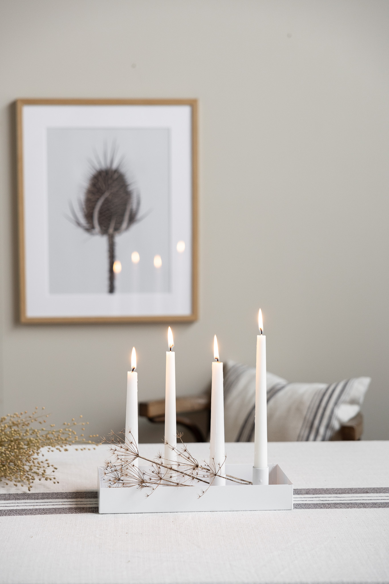 Sund - Small white candle holder with magnetic candle holders - 30 x 13 x 4 cm - 3