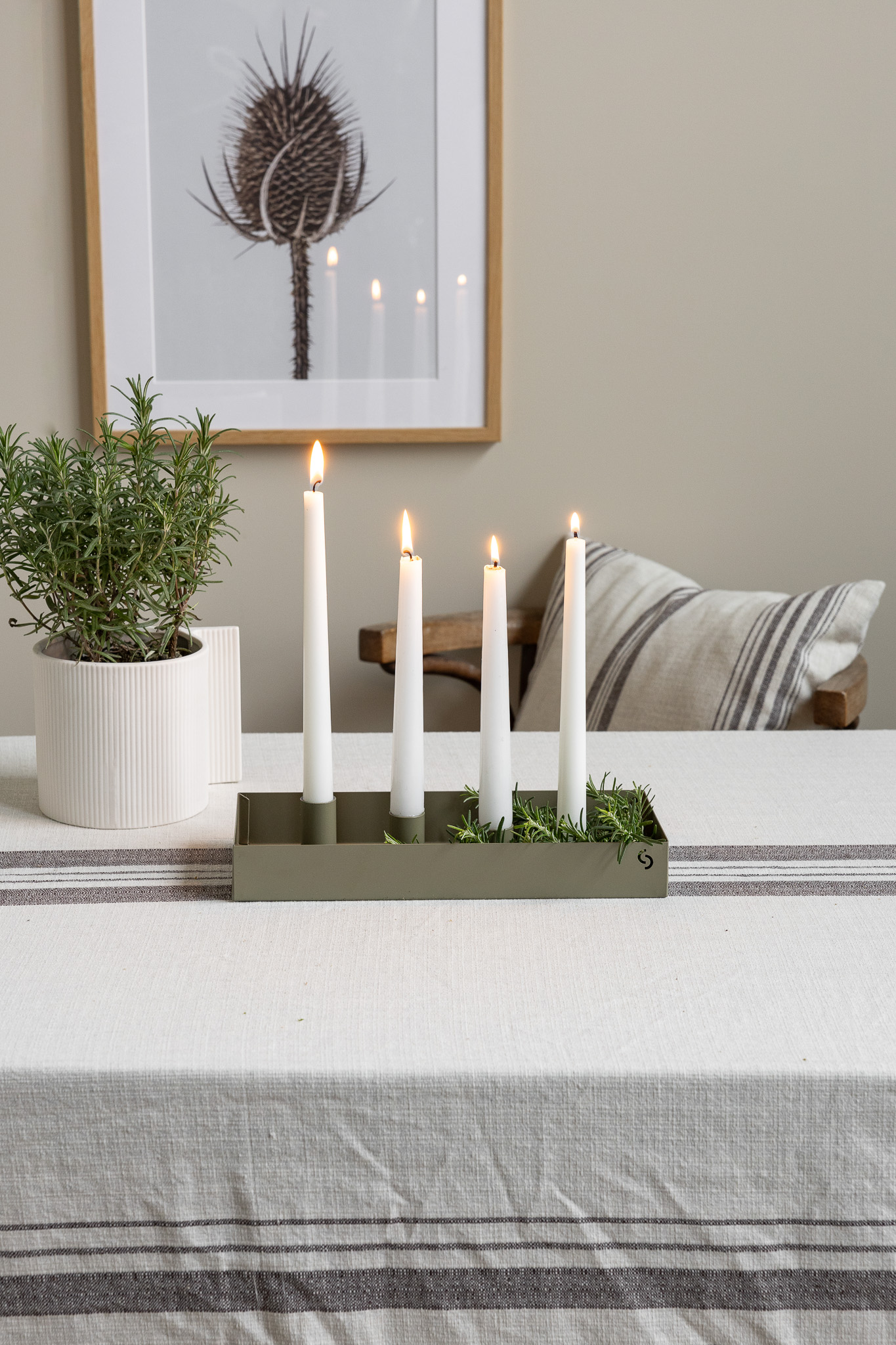 Sund - Liten grön ljusstake med magnetiska ljushållare - 30 x 13 x 4 cm - 2