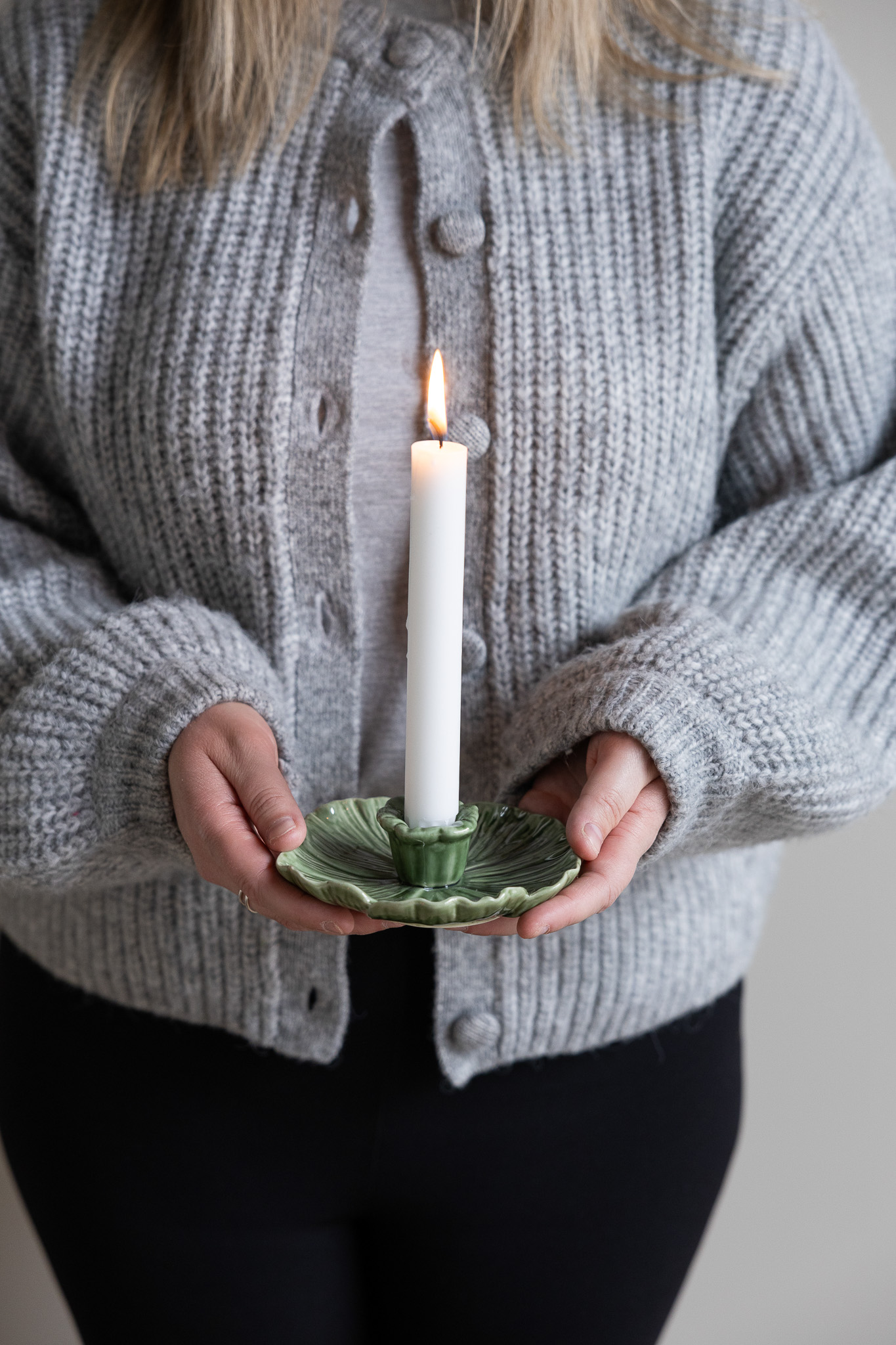 Botanik - Small dark green candle holder - 13 x 13 x 4 cm - 3