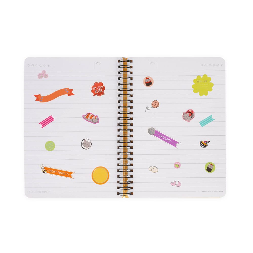 Spiralblock, Large, Linjerat, Sushi Cat. (A5NOTS0052) - 6