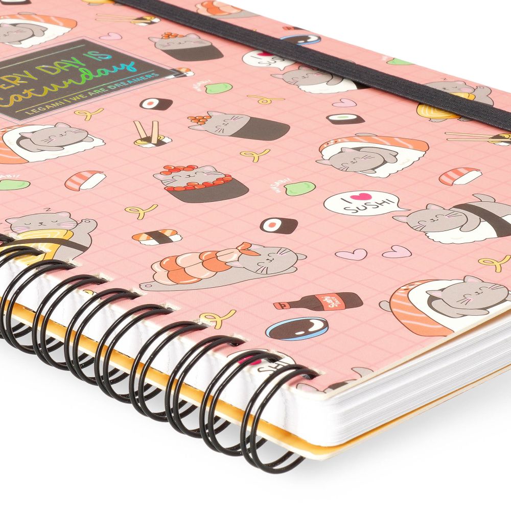Spiralblock, Large, Linjerat, Sushi Cat. (A5NOTS0052) - 4