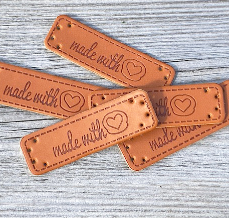 Letherlabel brown handmade heart 50x15mm - 2